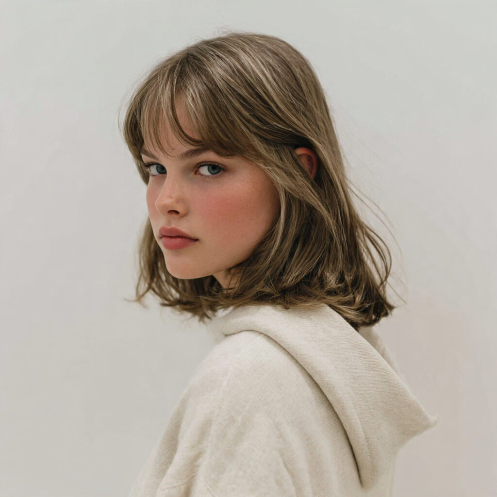 Asymmetric Bangs Hairstyle Ideas for Shoulder-Length Cuts