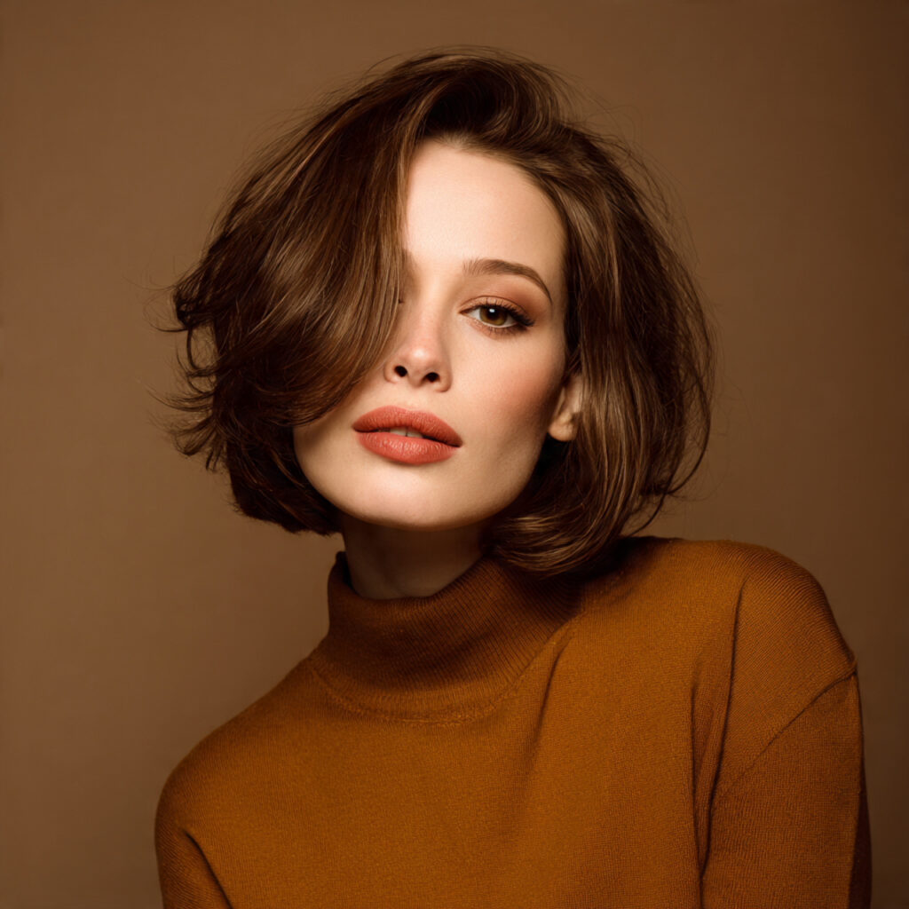 Feminine Asymmetrical Bob Hairstyle with Gentle Curves