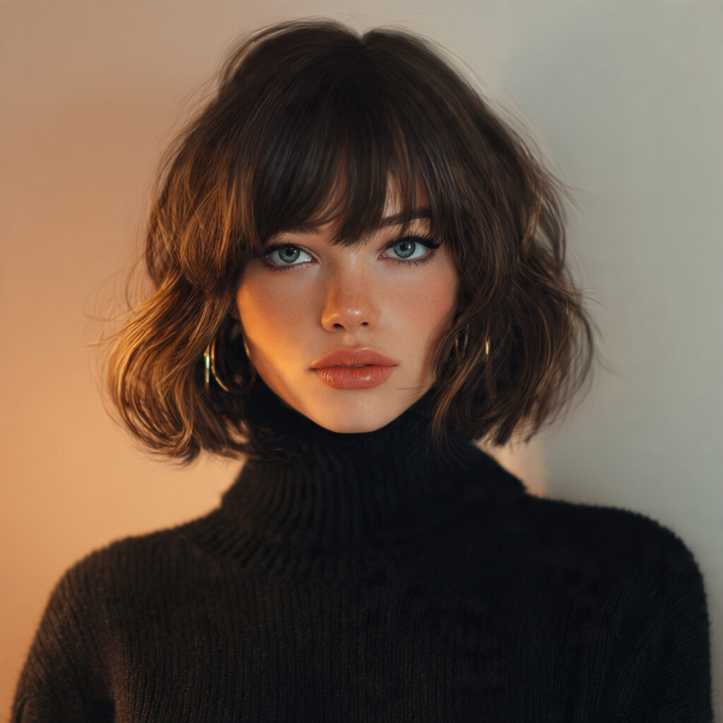 Romantic Bob Cut Hairstyles with Long Bangs Ideas