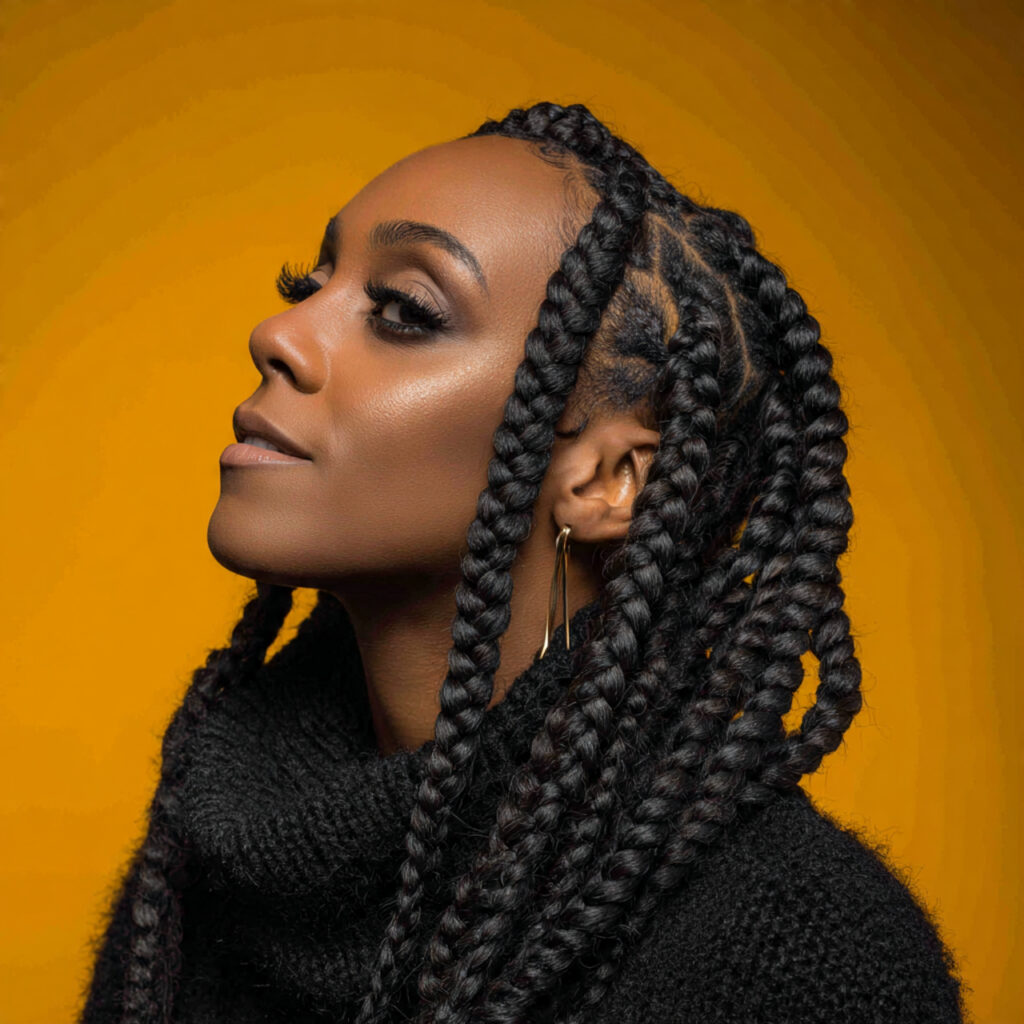 Jumbo Box Braids Hairstyle Ideas
