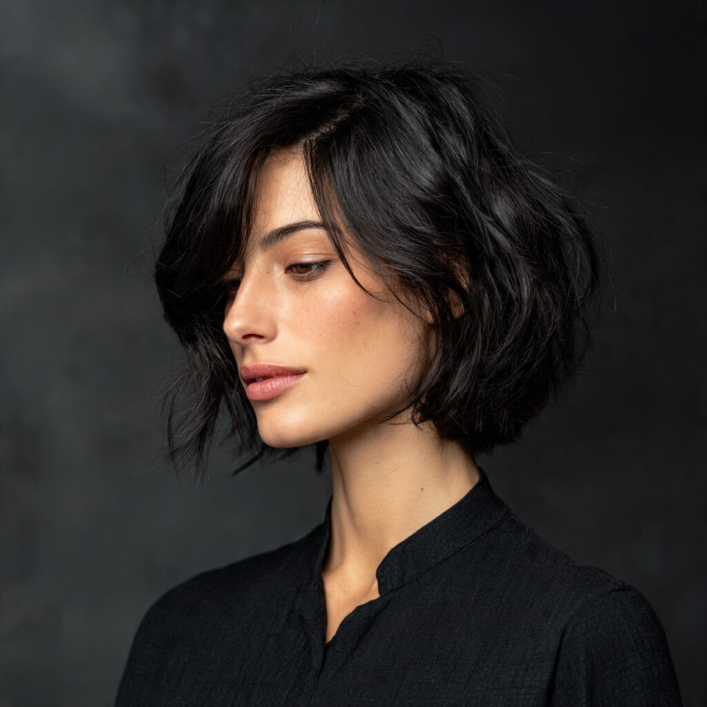 Asymmetrical Bob Hairstyles with Deep Side Part