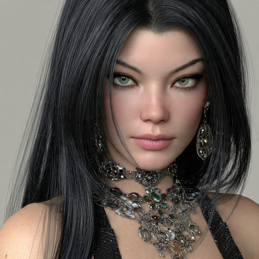 Jet Black Glossy Hair Baddie Hairstyle Idea