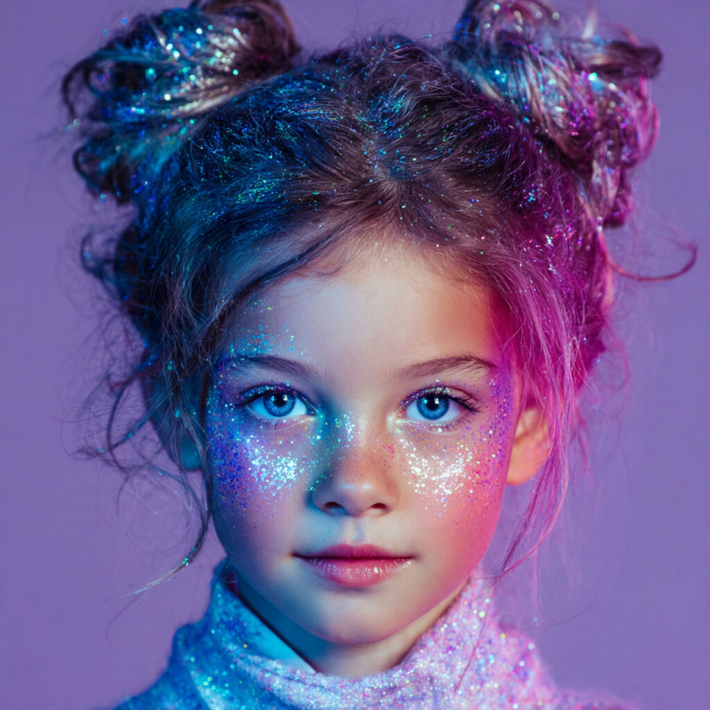 Glitter Christmas Hairstyles for Kids Ideas