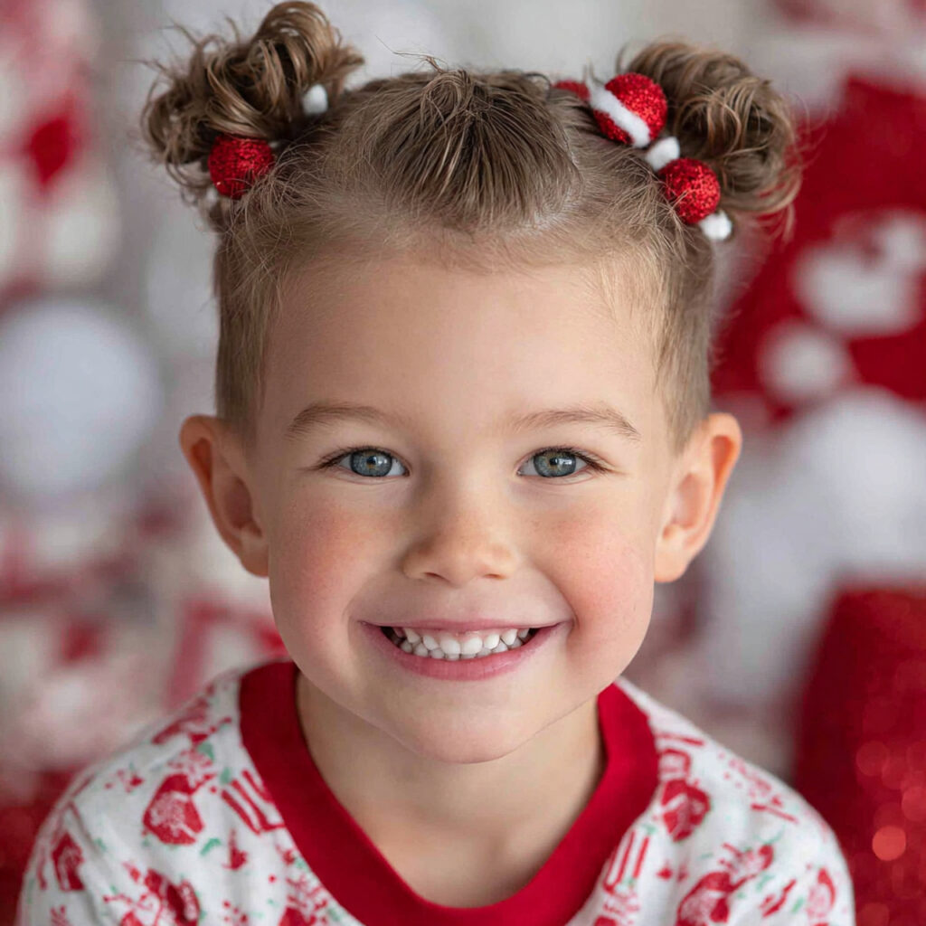 Santa-Inspired Christmas Hairstyles for Kids Ideas