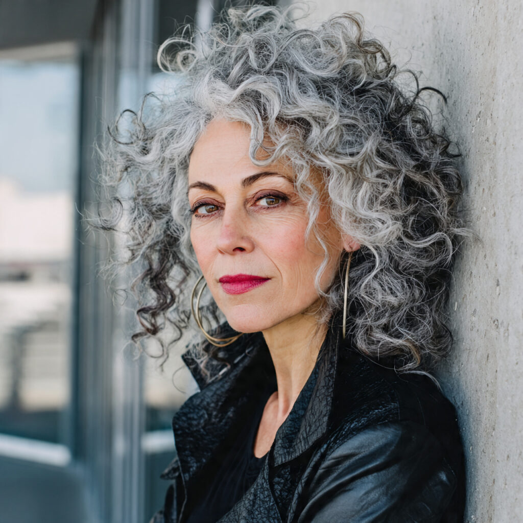 Voluminous Curly Gray Hair Ideas