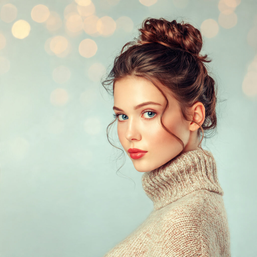 Festive Bun Christmas Hairstyles for Girls Ideas