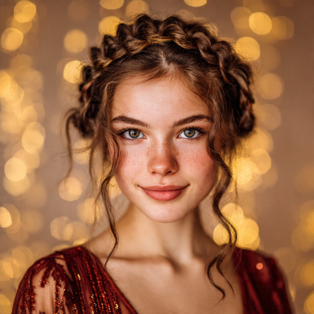 Braided Crown Christmas Hairstyles for Girls Ideas