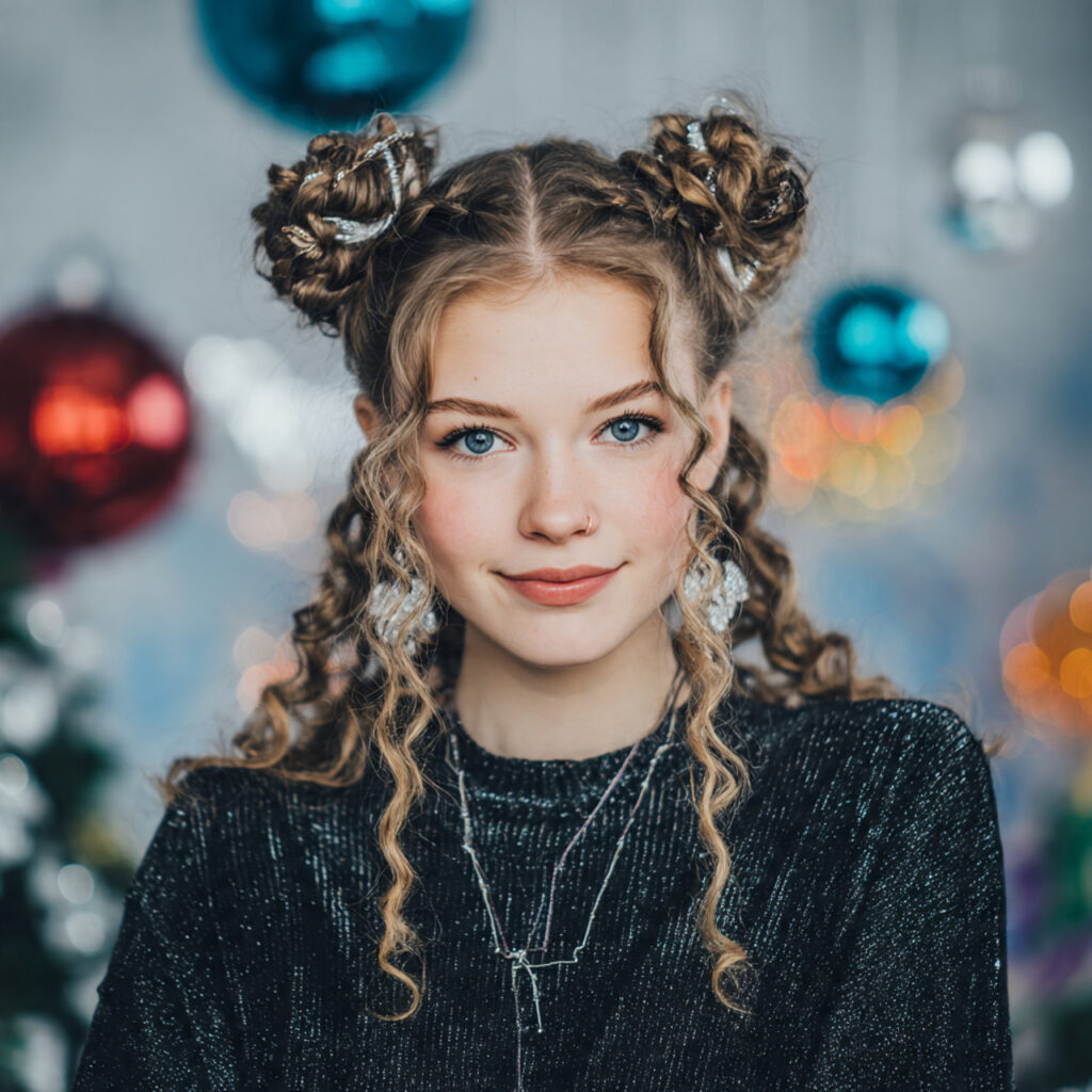 Twisted Christmas Hairstyles for Girls Ideas