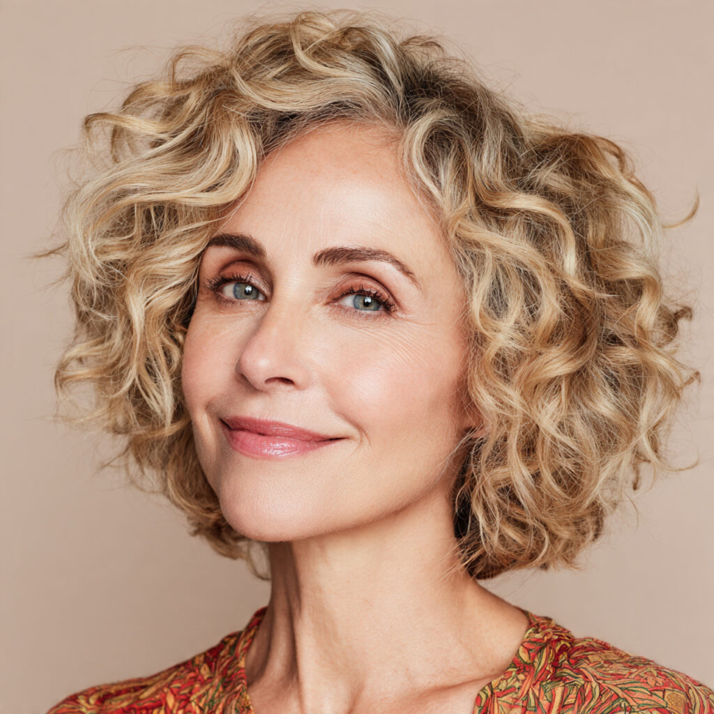 Soft Layered Curly Bob Idea