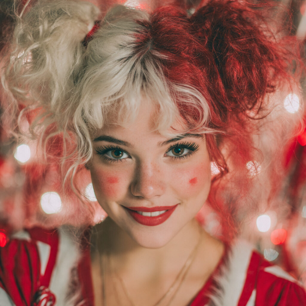 Santa-Inspired Christmas Hairstyles for Girls Ideas