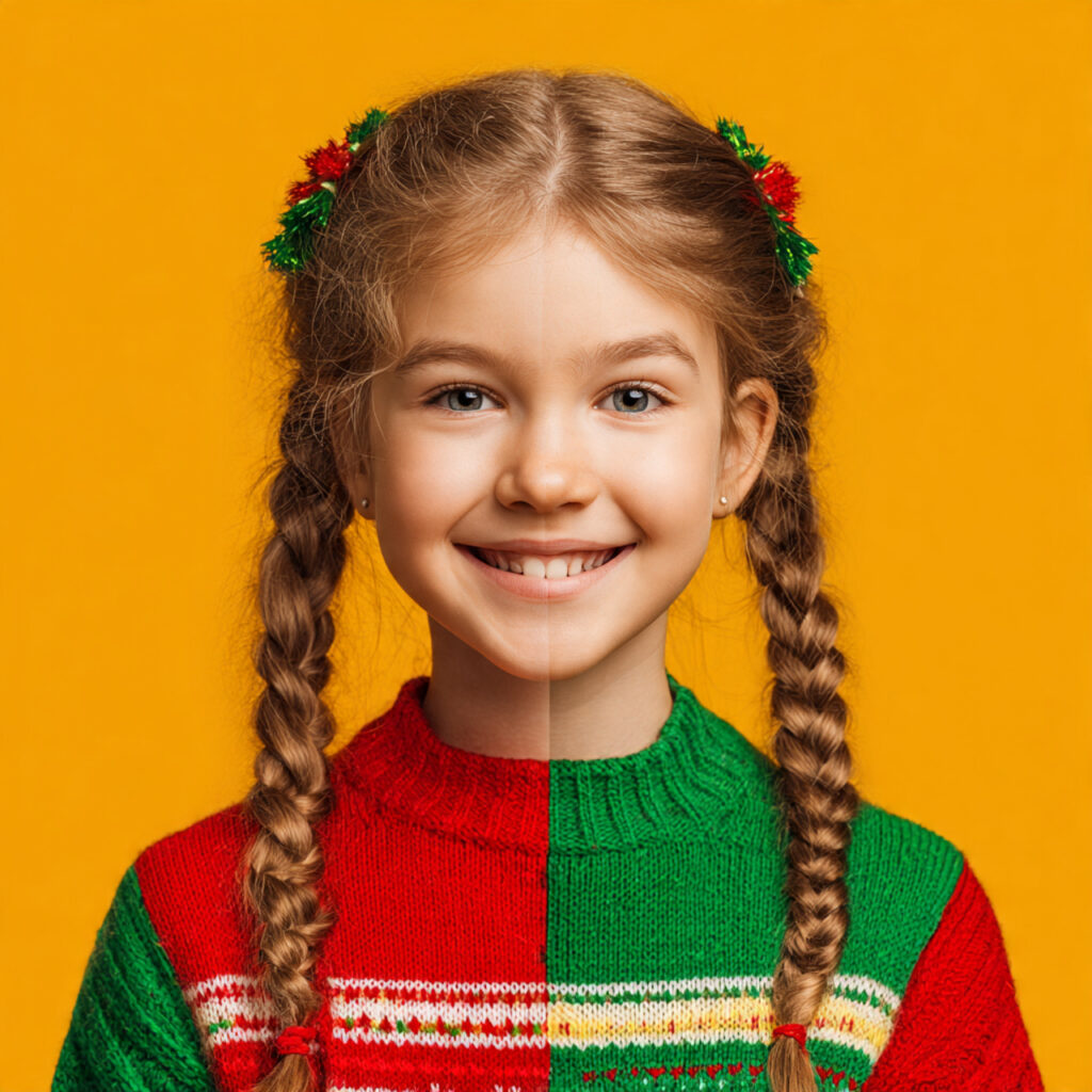 Twin Braid Christmas Hairstyles for Kids Ideas