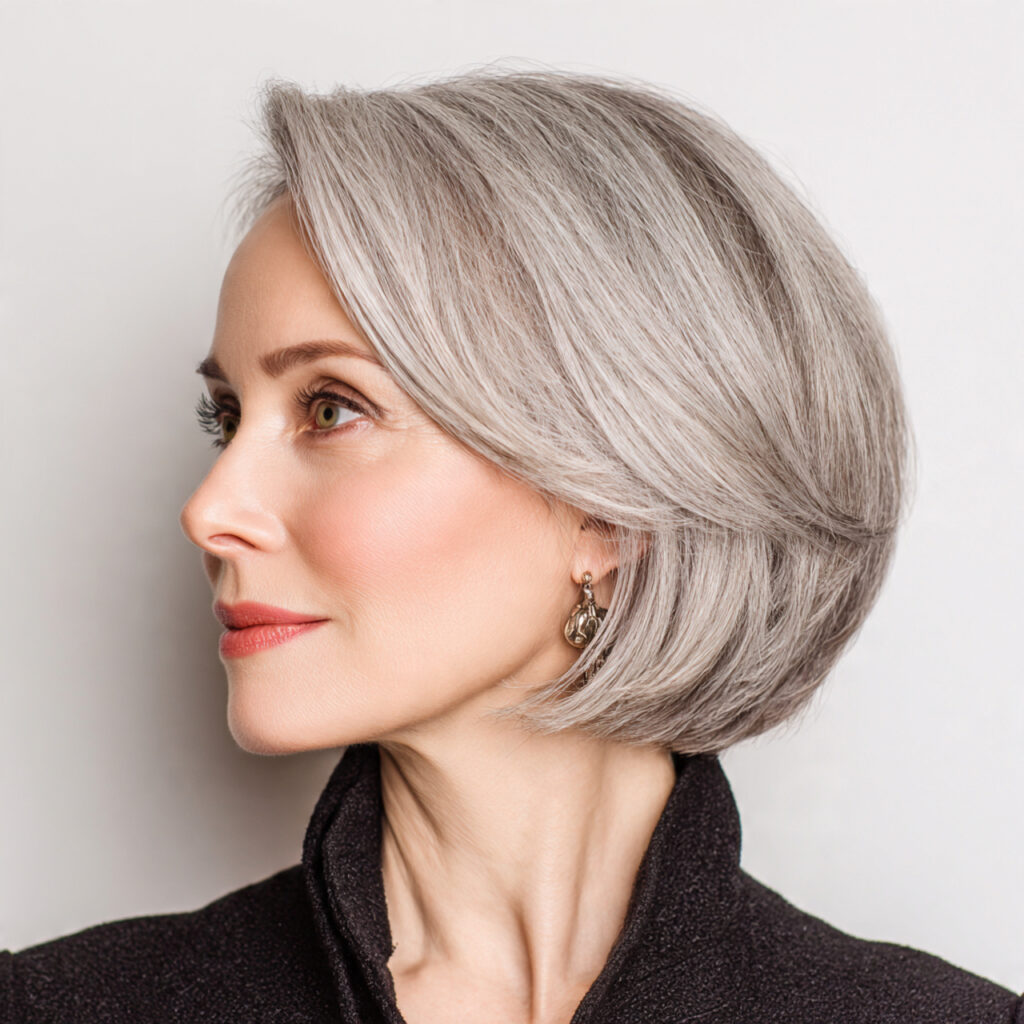 Chin-Length Gray Bob Ideas