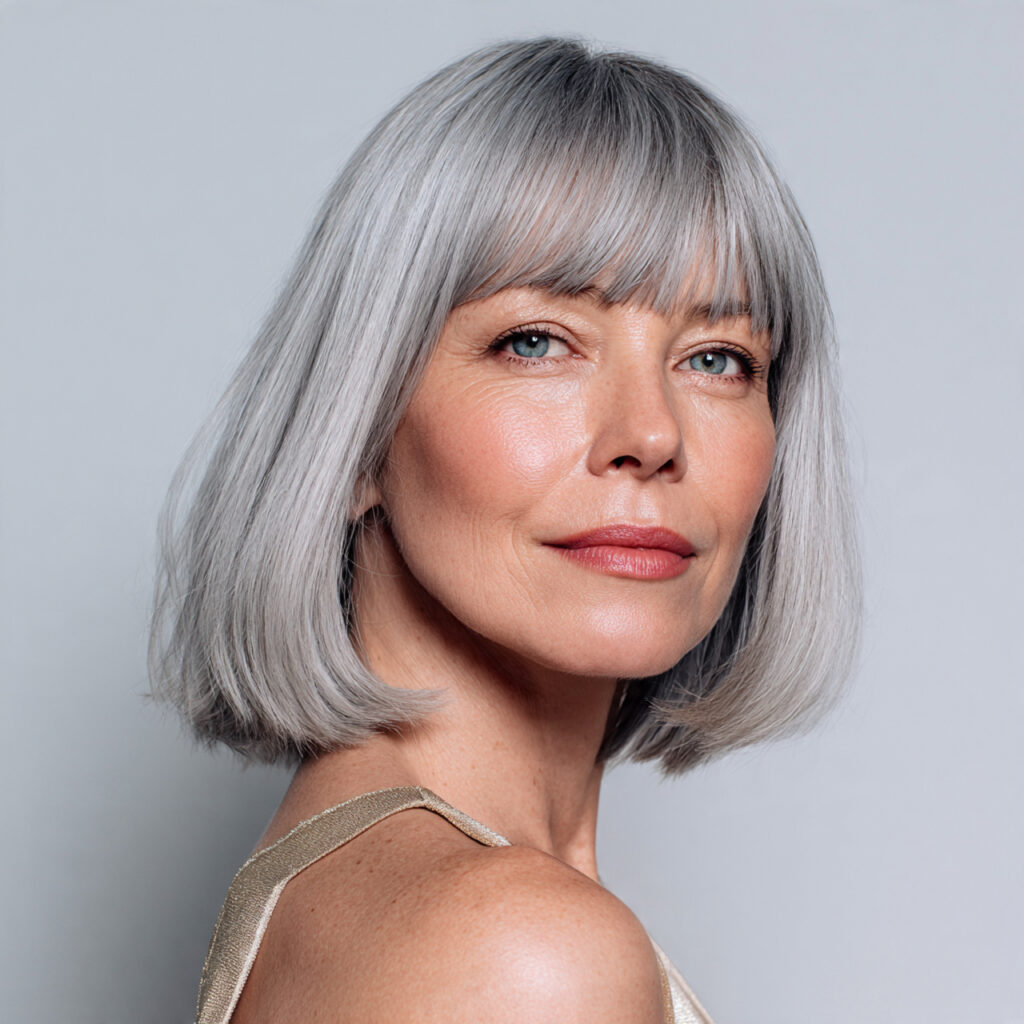 Classic Gray Bob with Bangs Ideas