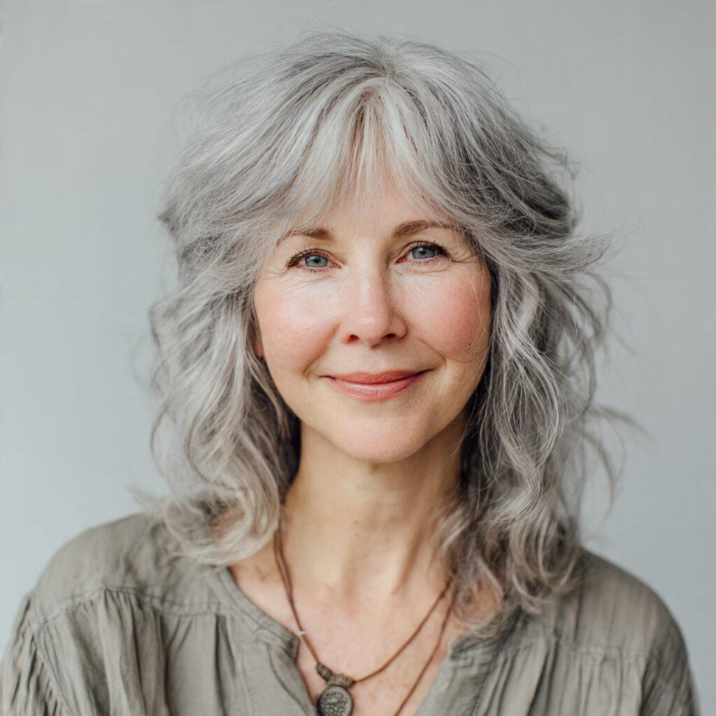 Feathered Gray Hairstyle Ideas