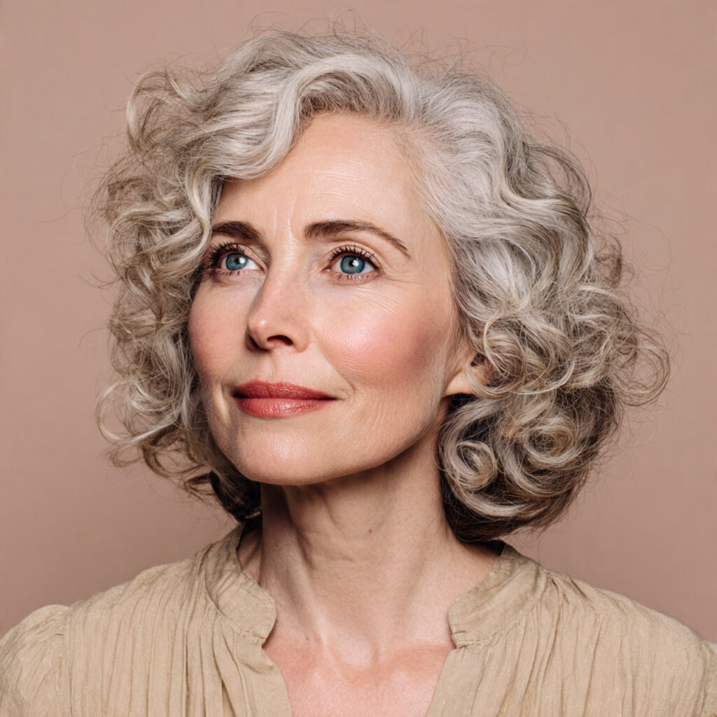 Curly Hairstyle with Side Part Idea