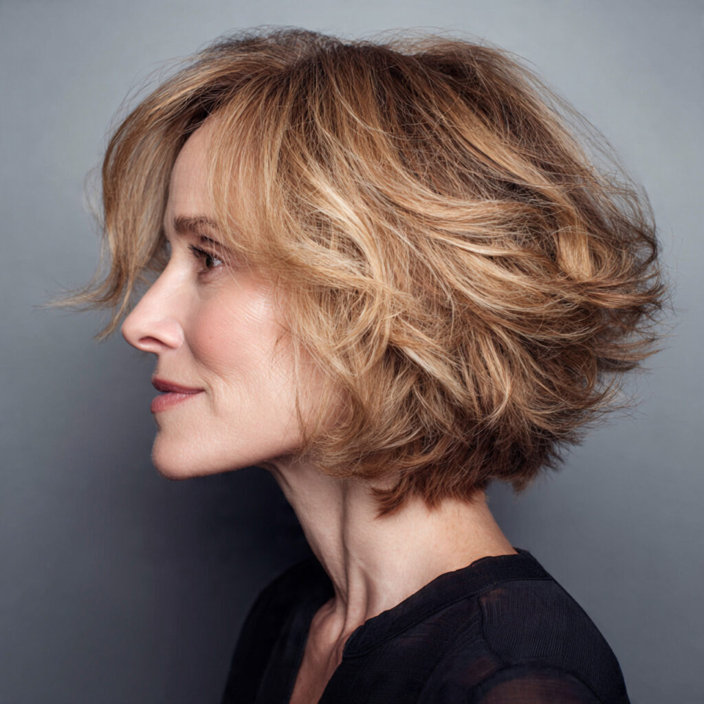Feathered Bob Hairstyle Ideas for Women Over 50