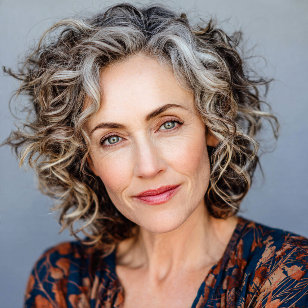 Curly Hairstyle with Face-Framing Layers Idea