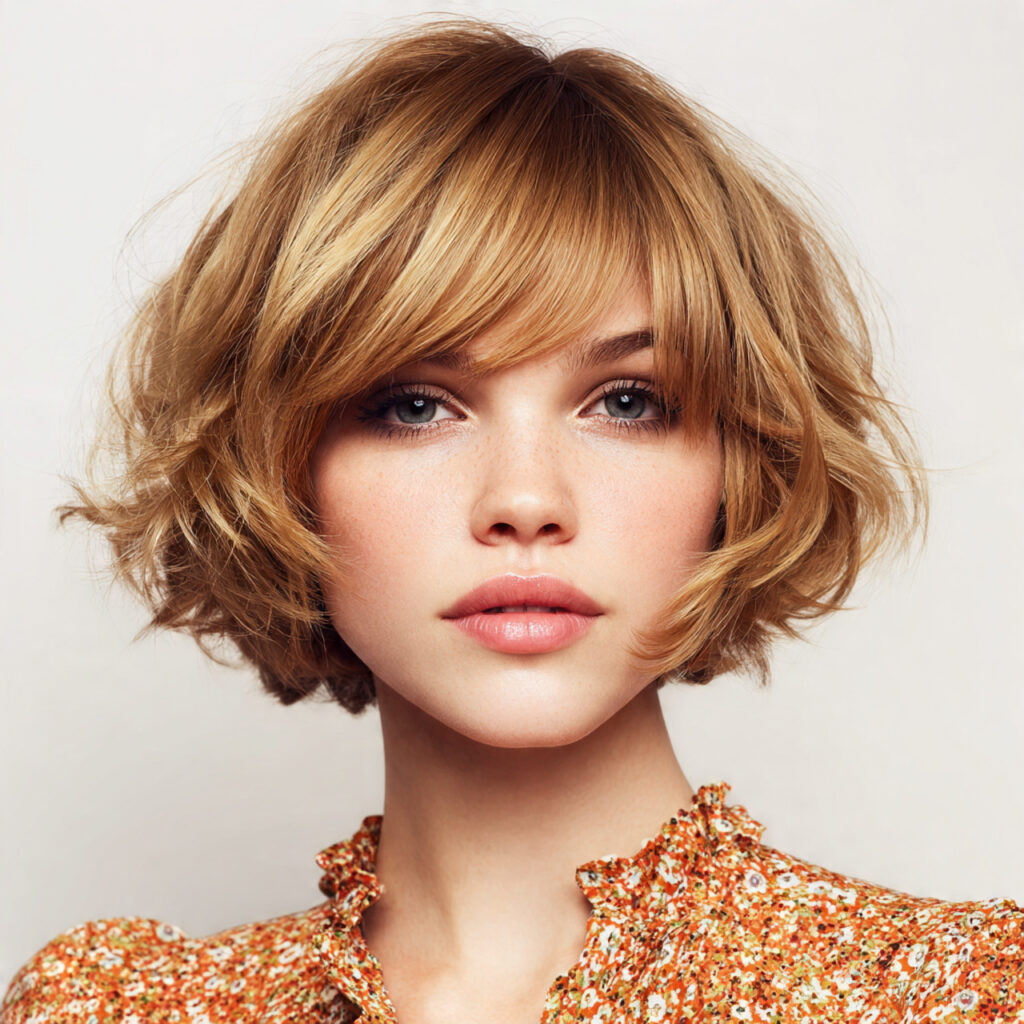 Short Butterfly Haircut Curtain Bangs