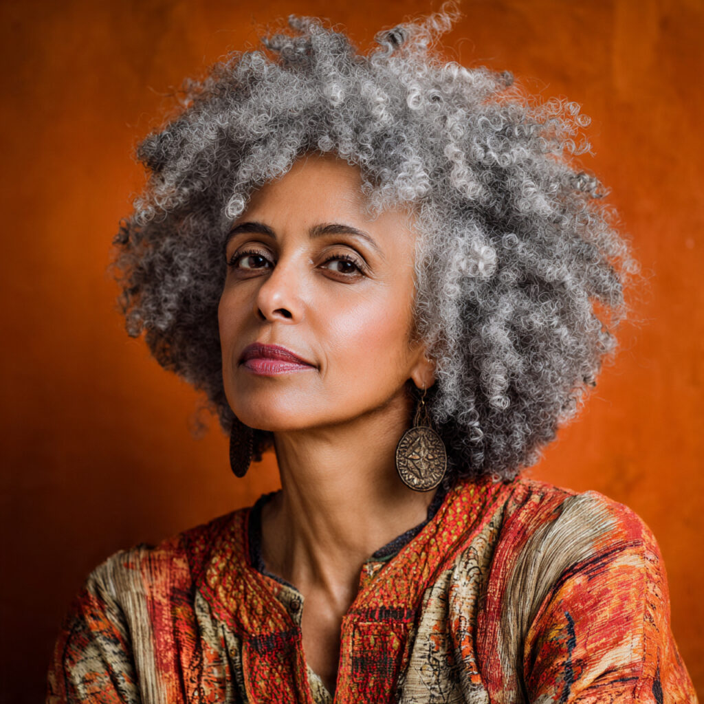 Natural Gray Afro Style Idea