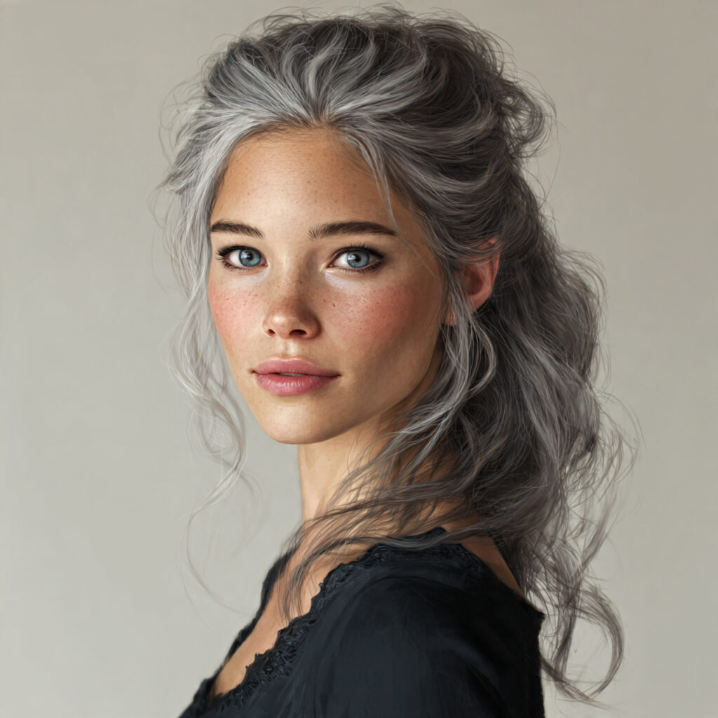 Natural Gray Half-Up Style Idea
