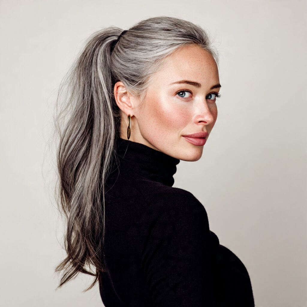 Natural Gray Ponytail Look Idea