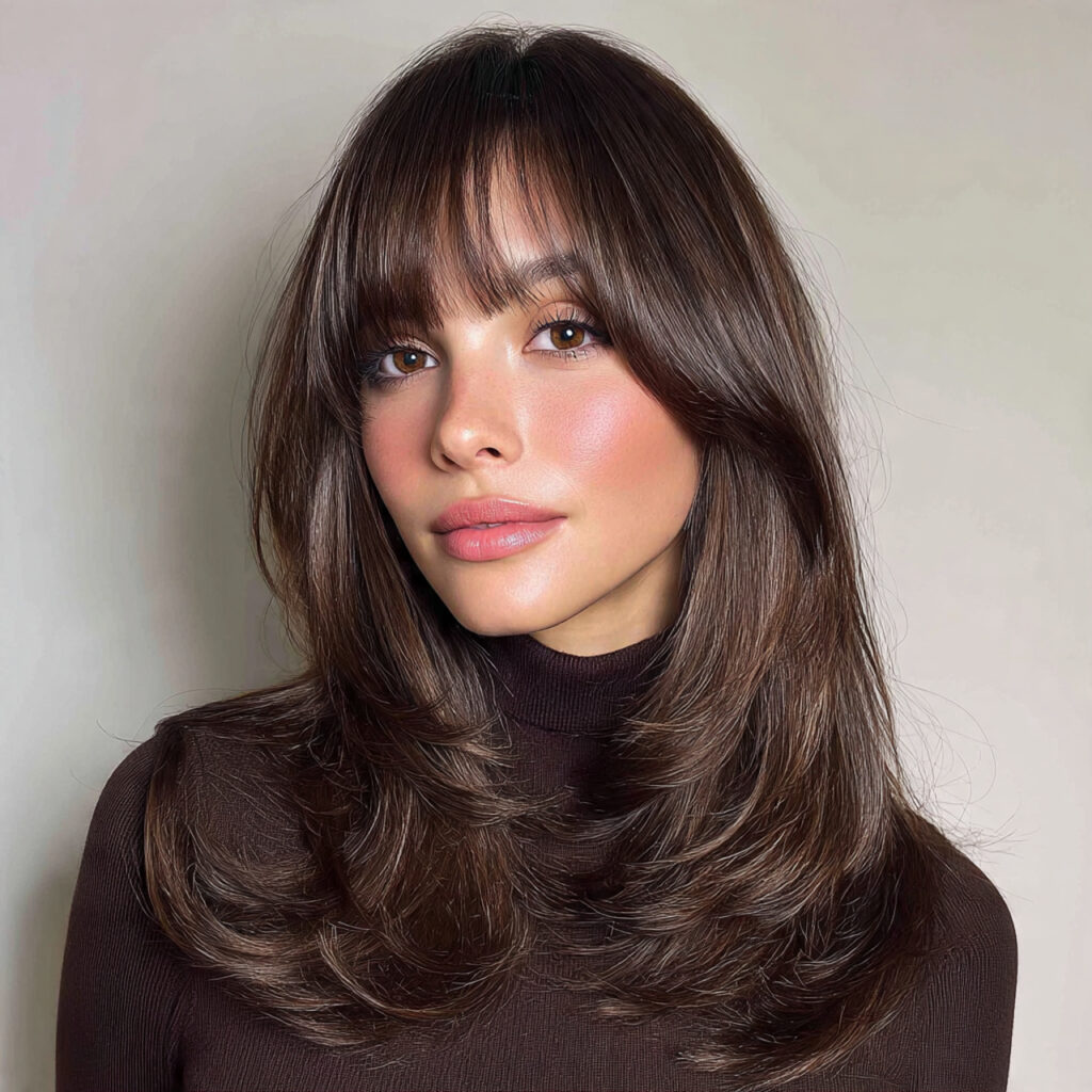 Butterfly Haircut Curtain Bangs with Blended Ends