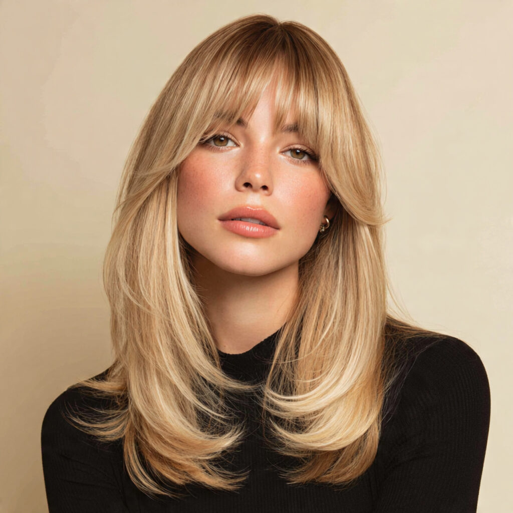 Butterfly Haircut Curtain Bang with Classic Elegance