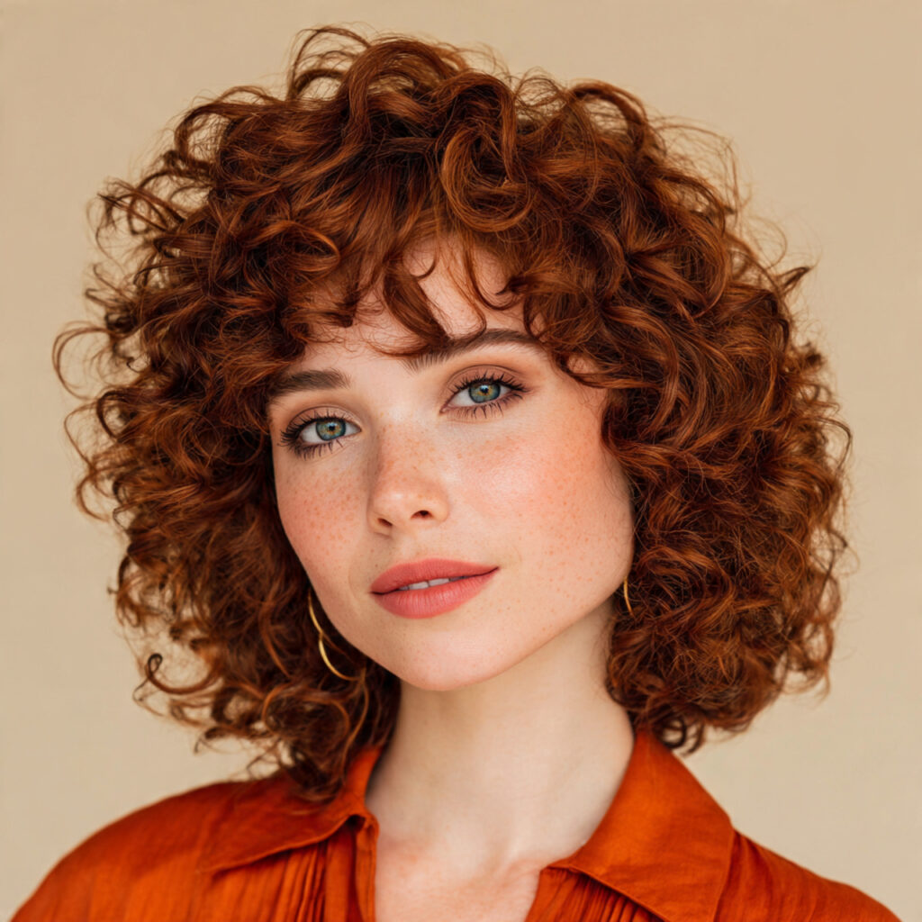 Butterfly Haircut Curtain Bangs for Curly Hair