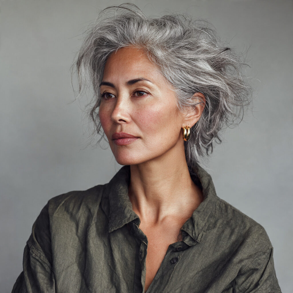 Effortless Gray Bedhead Look Idea