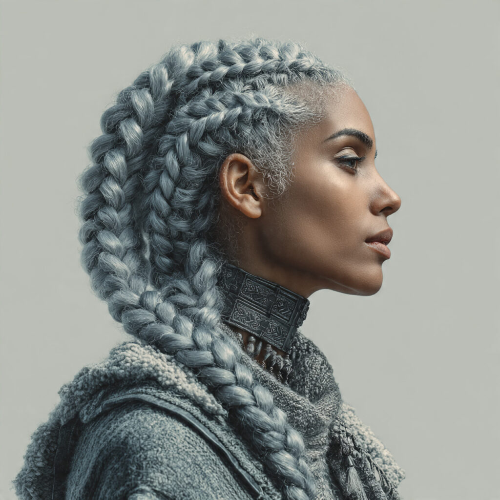 Natural Gray Braided Style Idea