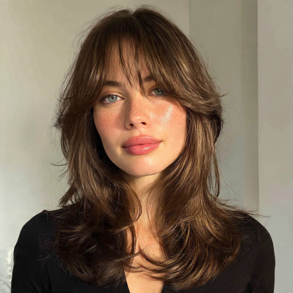 Butterfly Haircut Curtain Bang with Relaxed Aesthetic