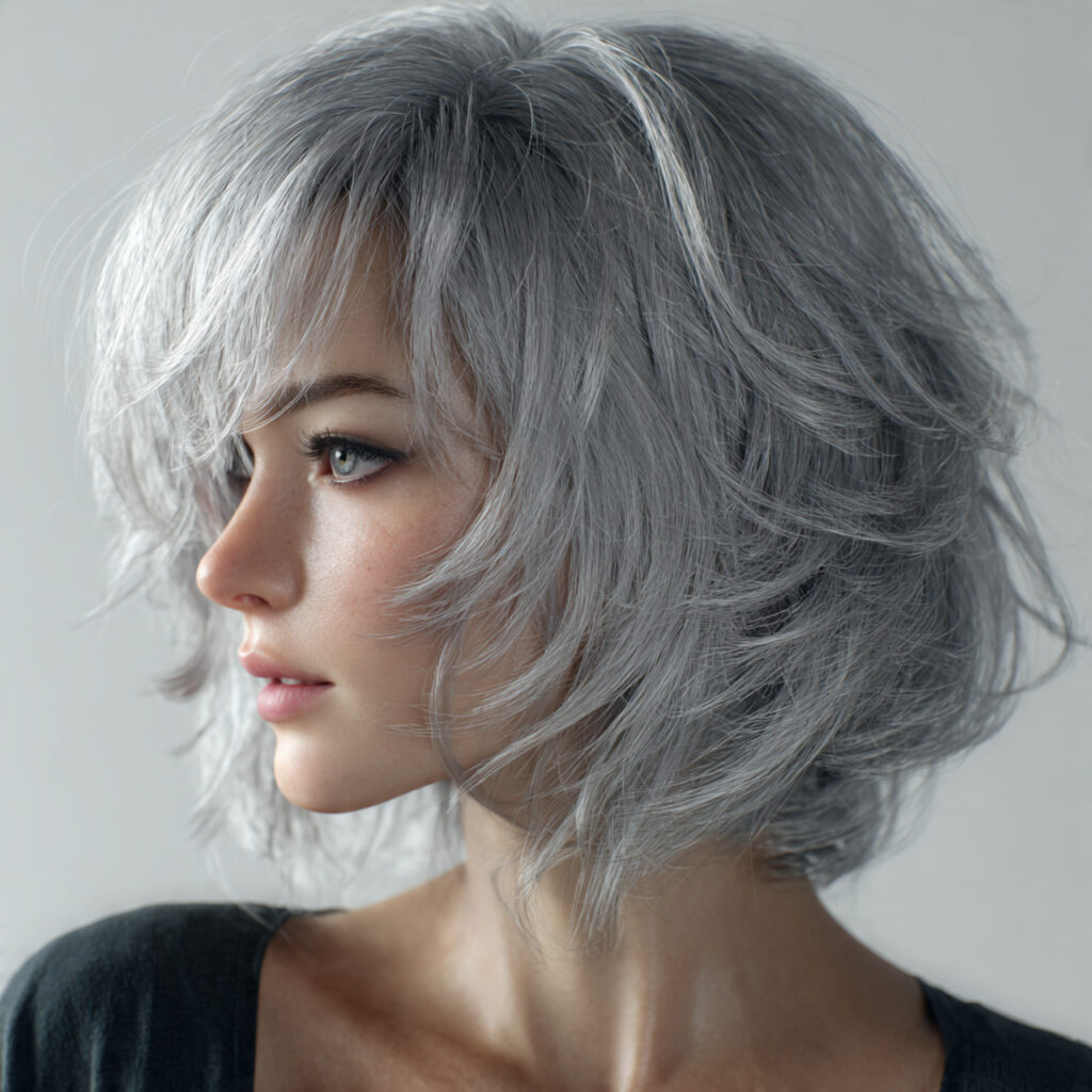 Shoulder-Length Gray Shag Idea