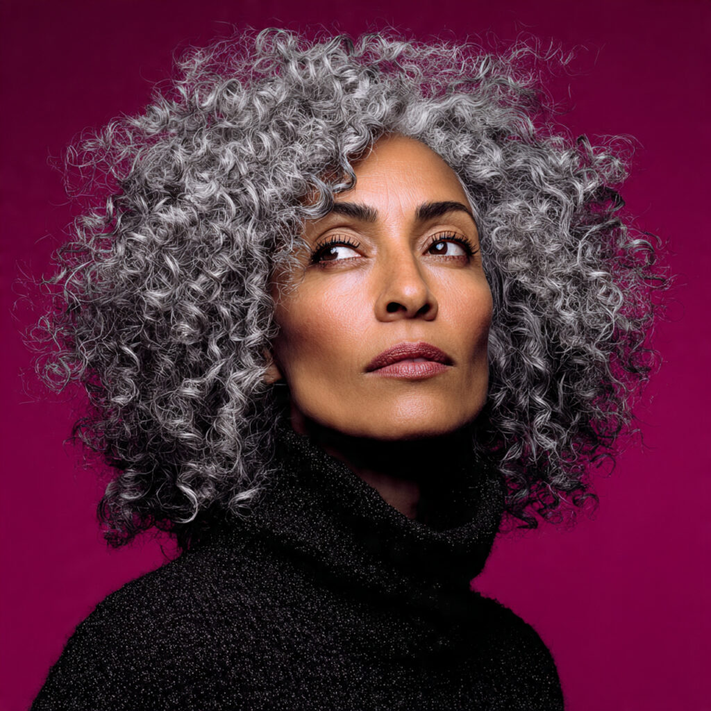 Natural Gray Curls Statement Idea