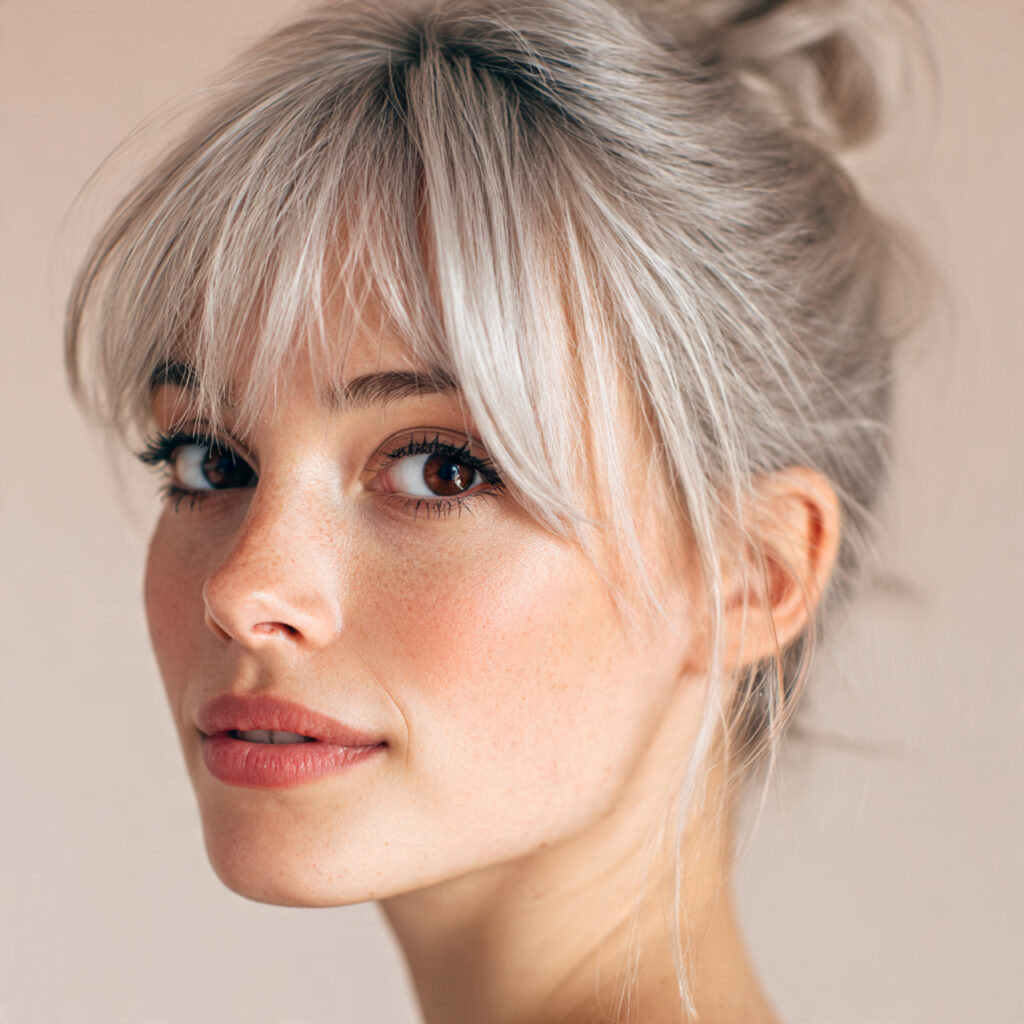 Wispy Gray Bangs Look Idea