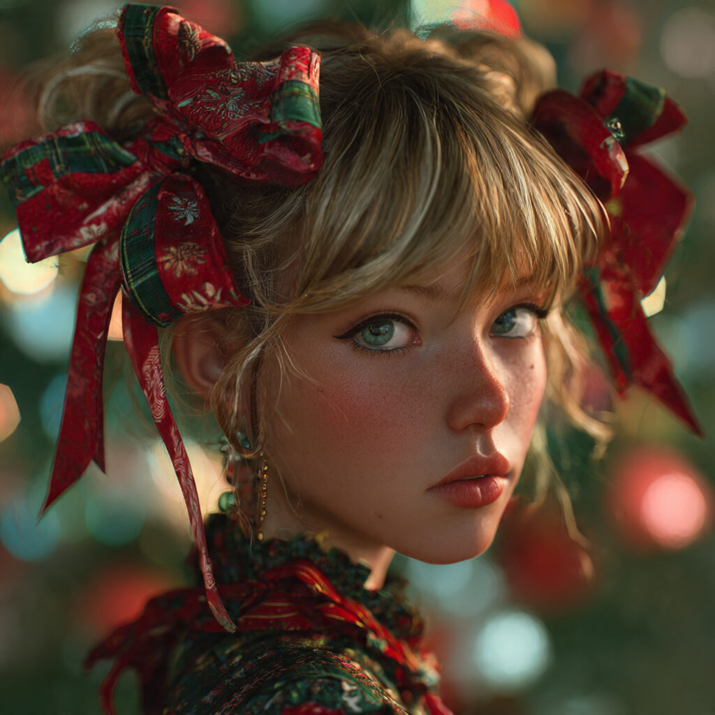 Christmas Bow Hairstyles for Kids Ideas