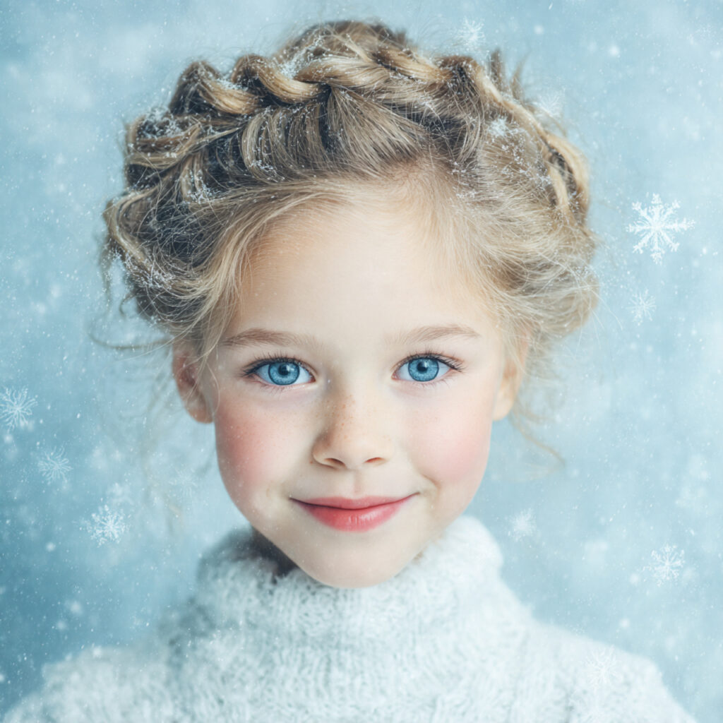 Snowflake-Themed Christmas Hairstyles for Girls Ideas