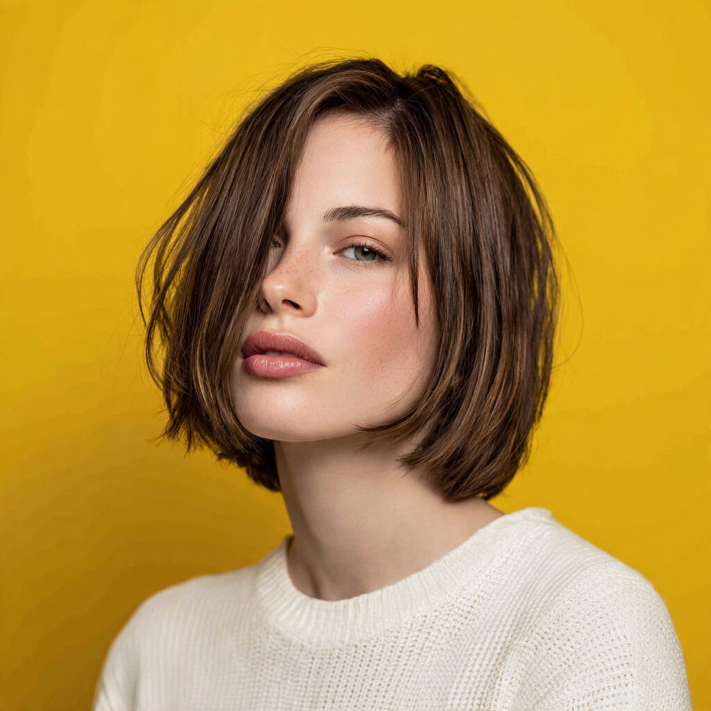 blunt bob haircut with subtle volume soft