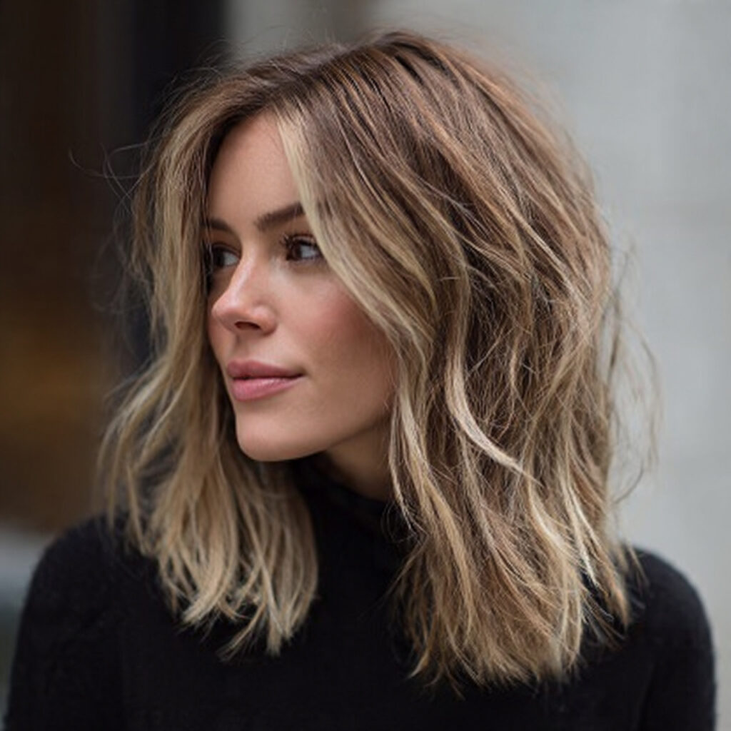 Light Blonde Layers on Rich Brown Hair