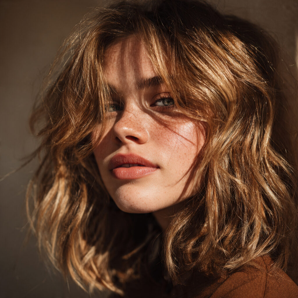 Dimensional Blonde Accents on Brown Hair