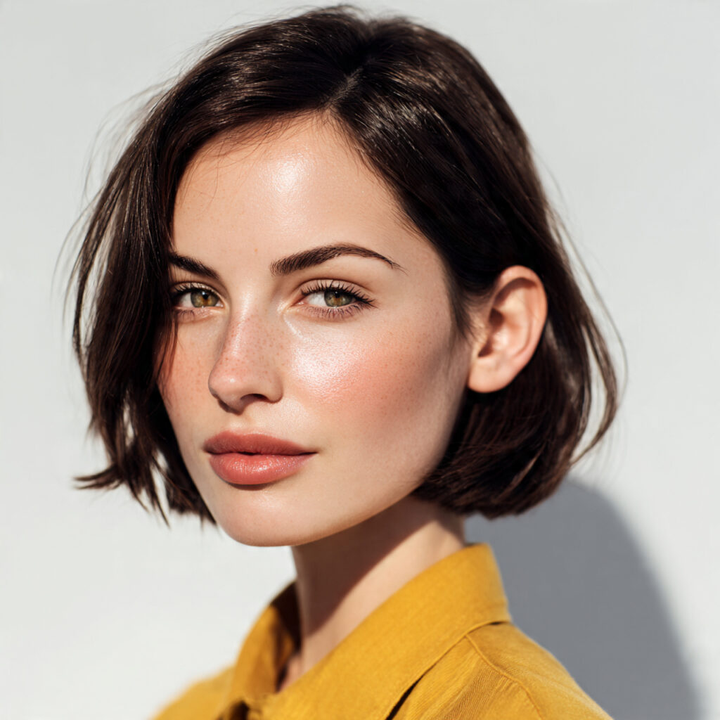 collarbone length blunt bob haircut chic feminine style