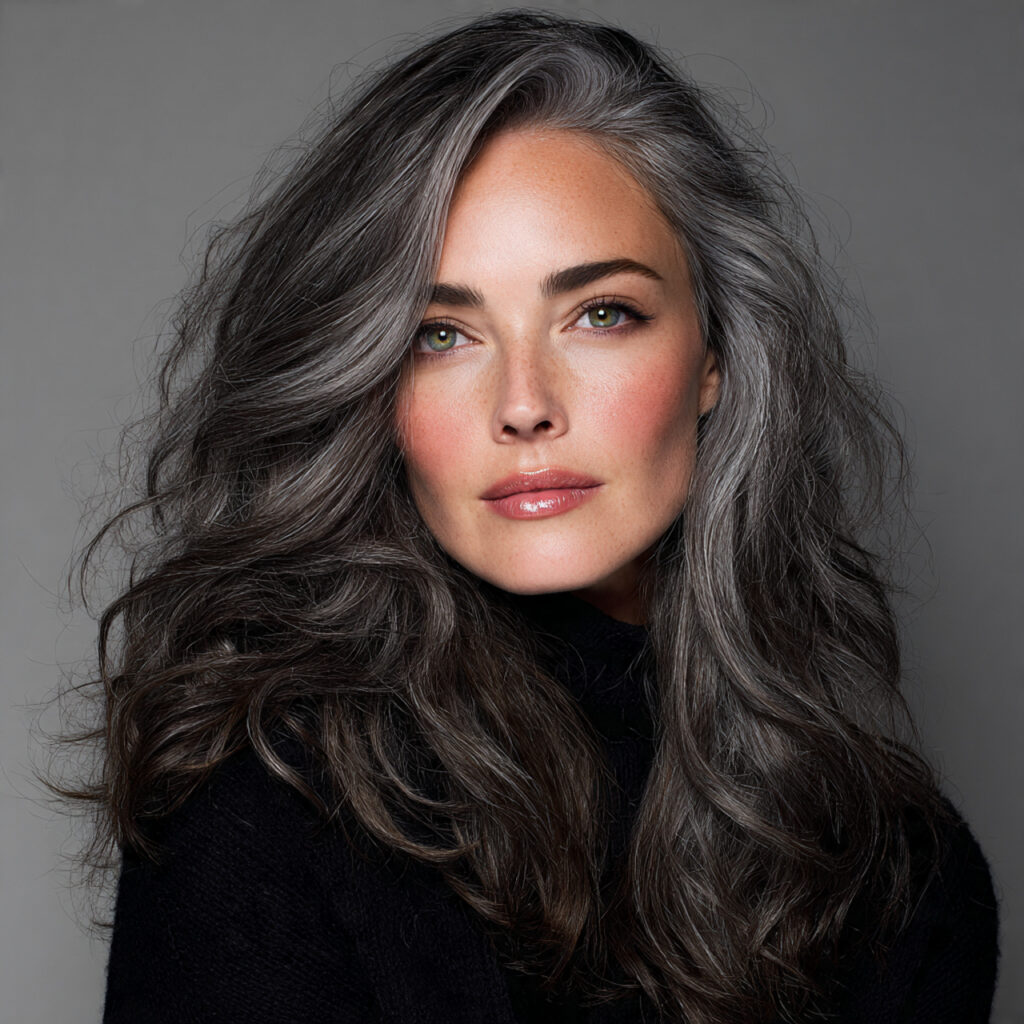 Shadow Root Gray Blending Hair Color Idea