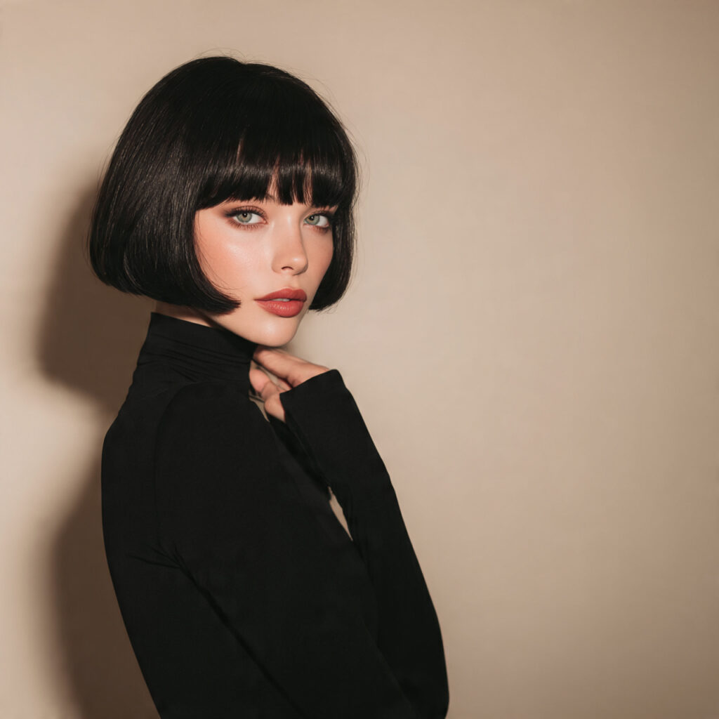 elegant blunt bob haircut with refined silhouette