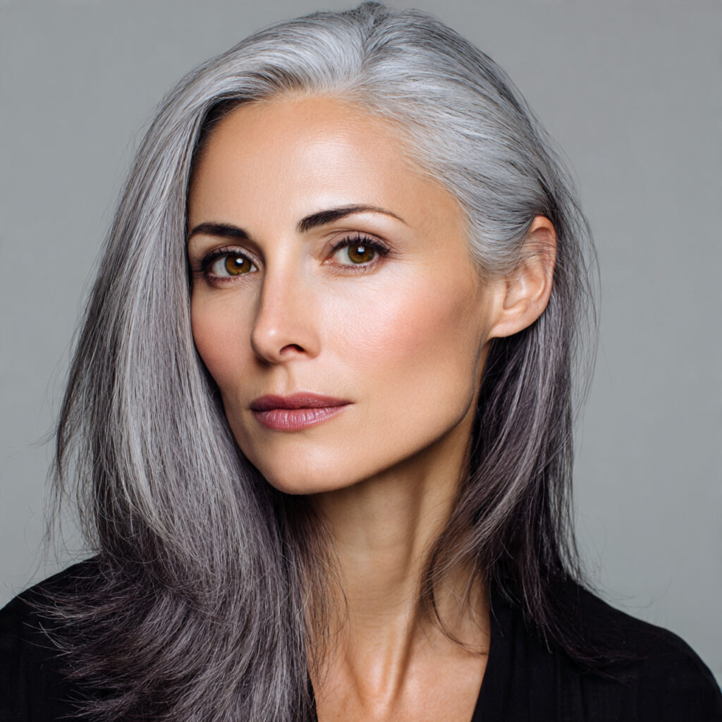 Dark Slate Gray Blending Hair Color Idea