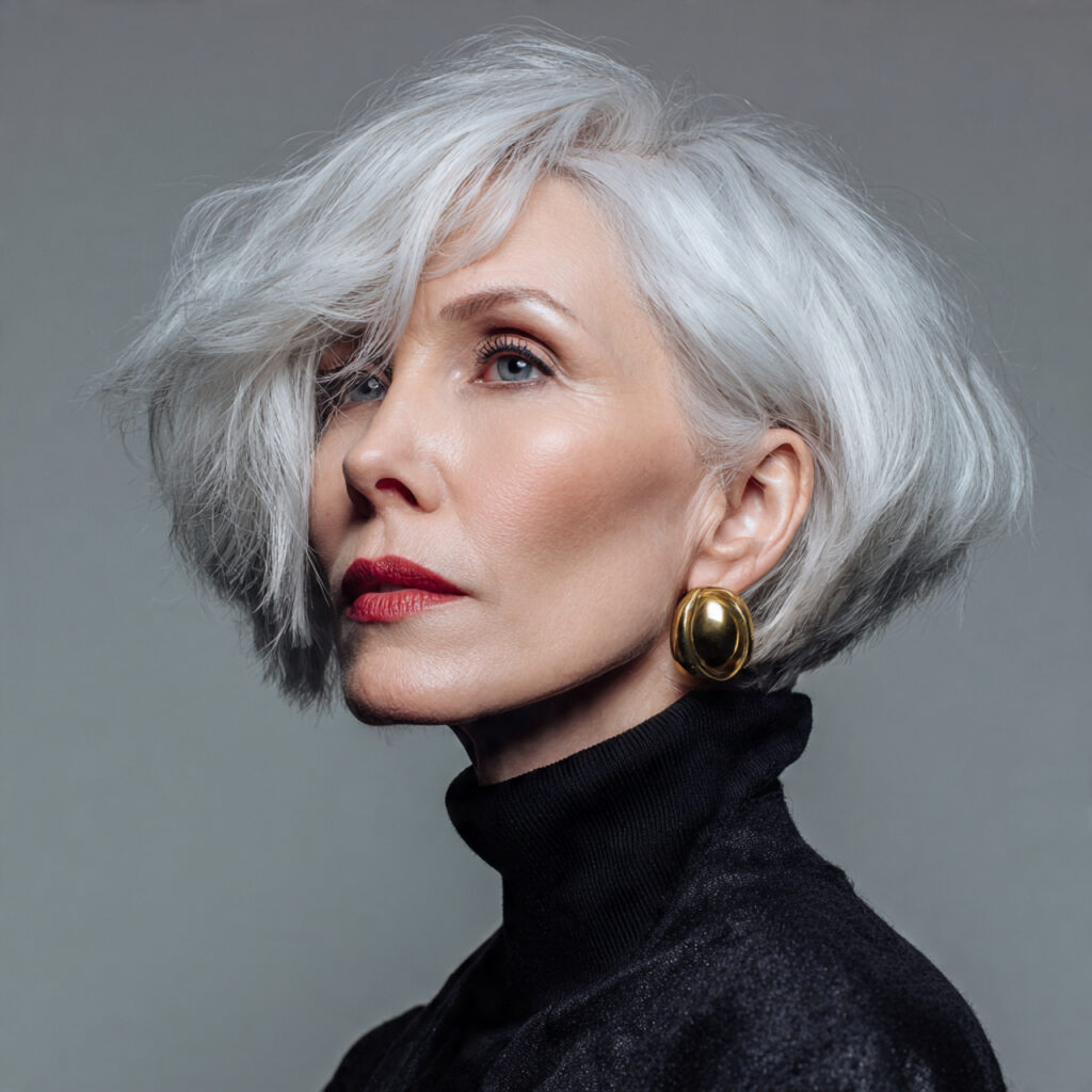 Asymmetrical Bob Hairstyle Ideas for Women Over 50