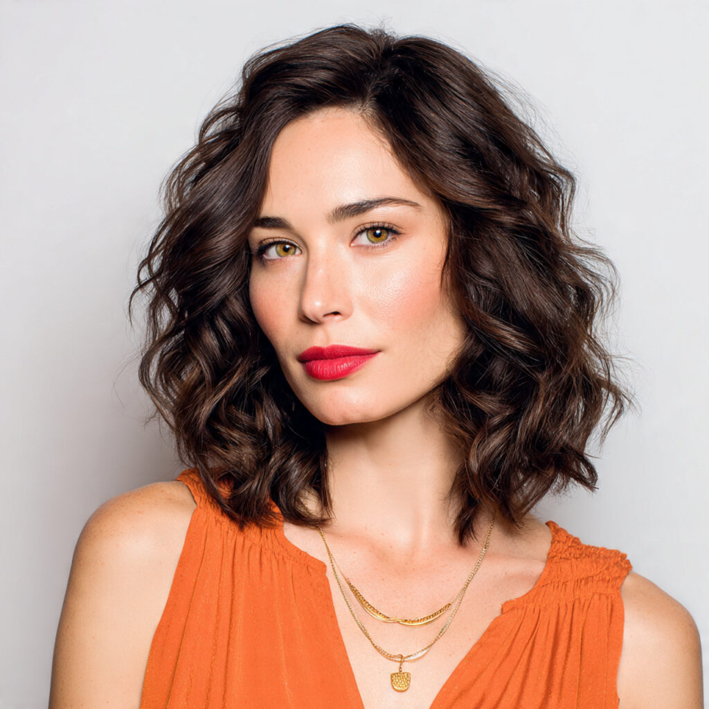 Flowing Mid-Length Wavy Holiday Hairstyle Ideas