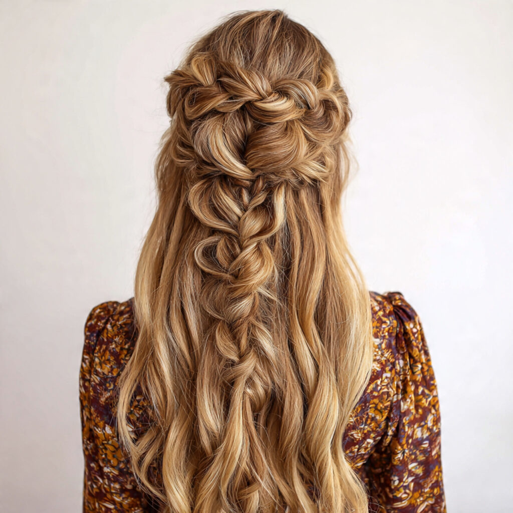 Free-Form Boho Braids for Long Hair