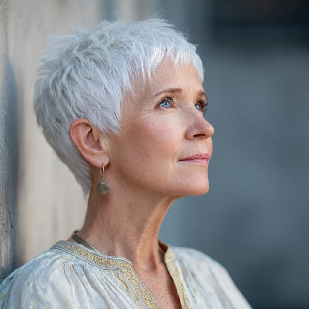 Natural White Hair Short Style Ideas