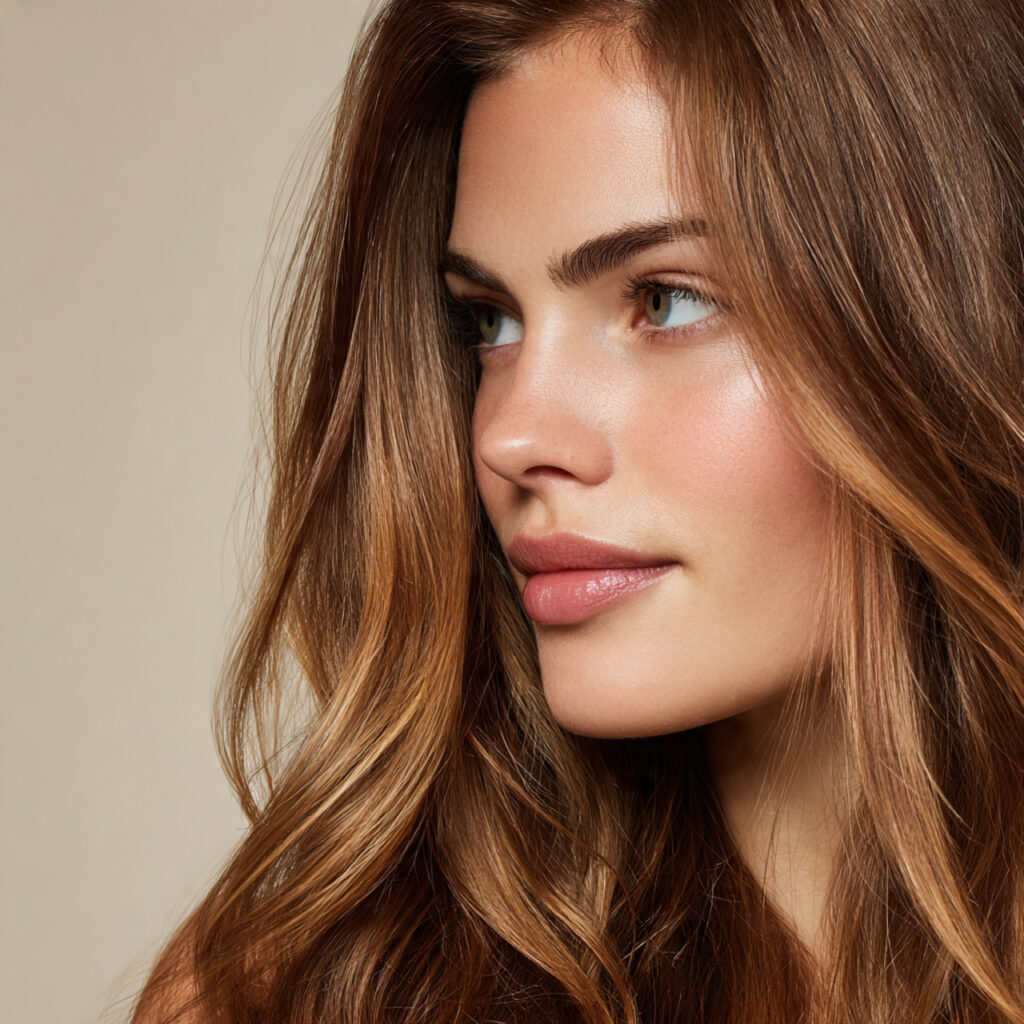 Soft Rooted Caramel Balayage on Brown Hair Idea