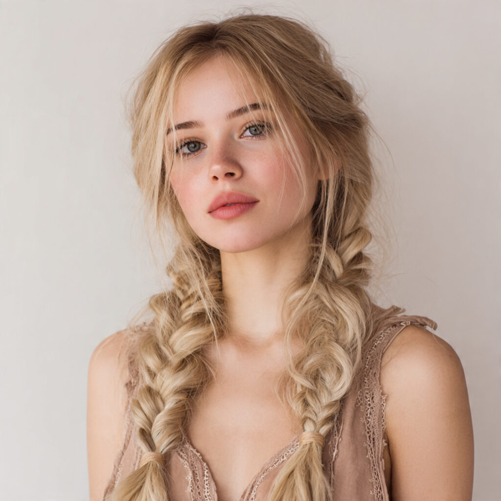 Romantic Boho Braids with Face-Framing Strands