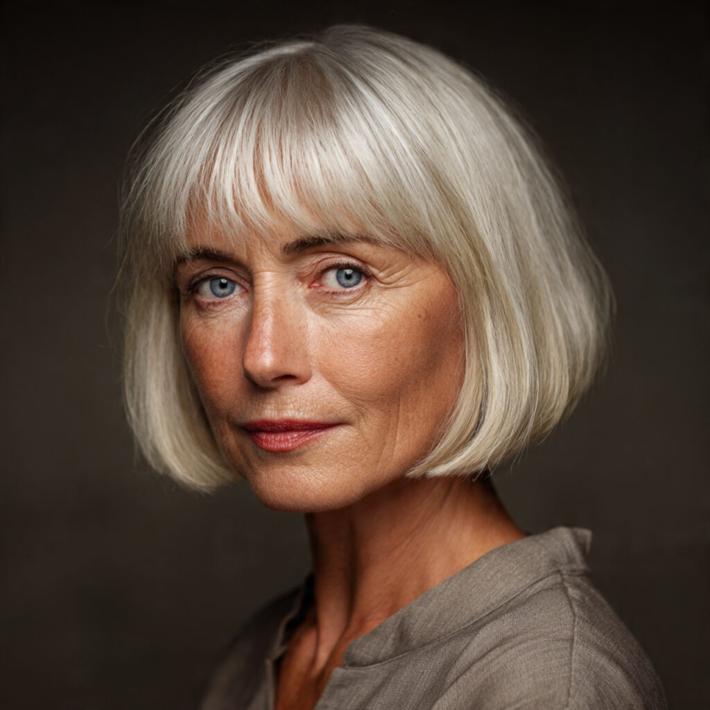 Natural Finish Bob Ideas for Older Women with Thin Hair